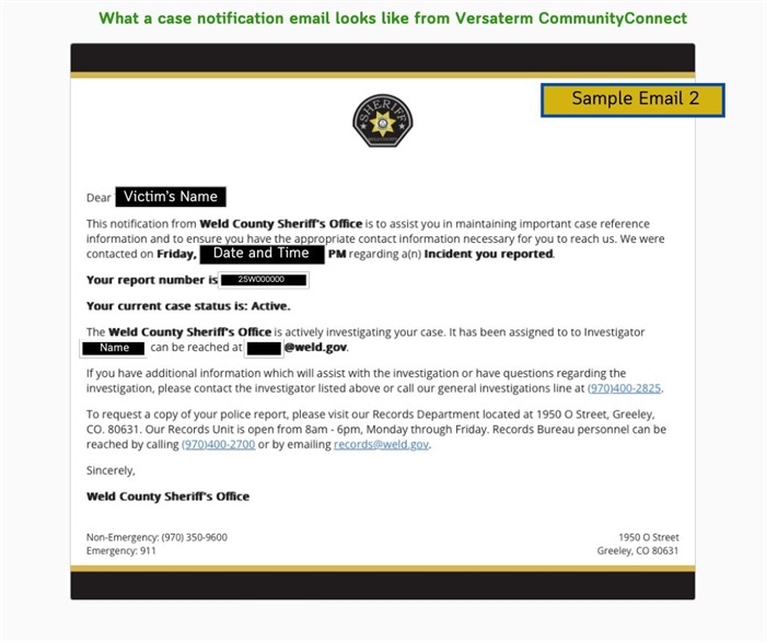 Sample Case Notification Versaterm Community Connect